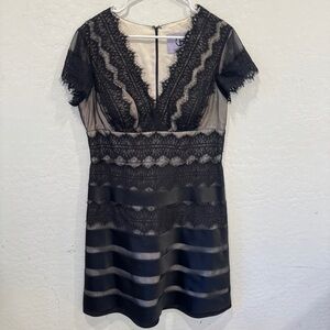 JS Collections Black Lace Dress Womens 14 Cocktail Party